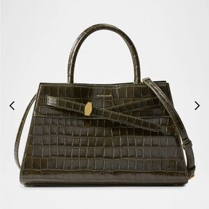 Veronica Beard Dash Croc-Embossed Top-Handle Satchel